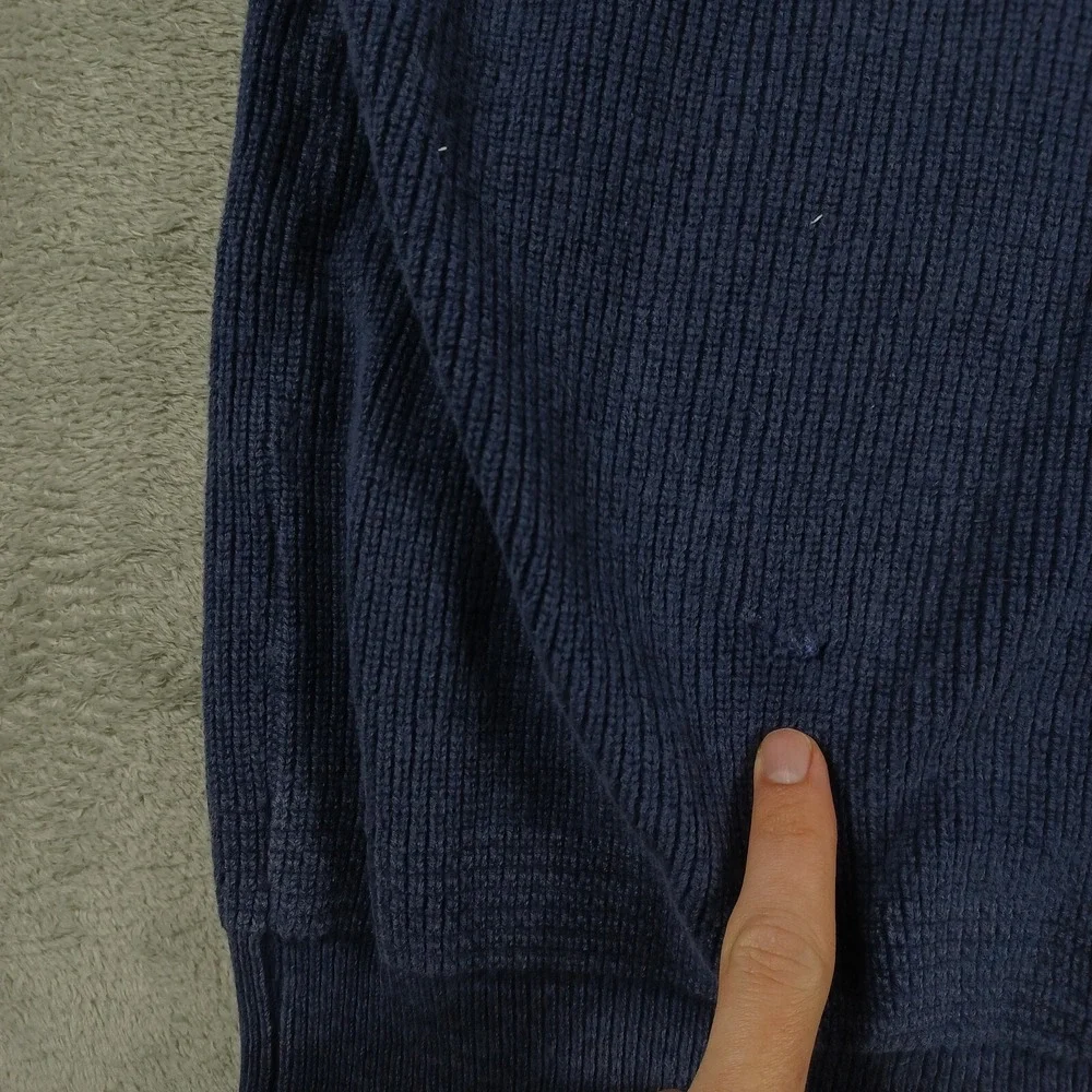 Vintage LL Bean Sweater Mens XLT Blue Knit Outdoor Henley‎ Neck Pullover
